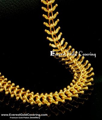 SHN038 - 18 Inches New Model Double Size Leaf Design Broad Designer Short Chain Guaranteed Jewellery Online