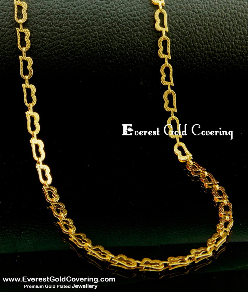 SHN058 - 18 Inches One Gram Gold Light Weight New Fashion Designer Short Chain Design for Girls