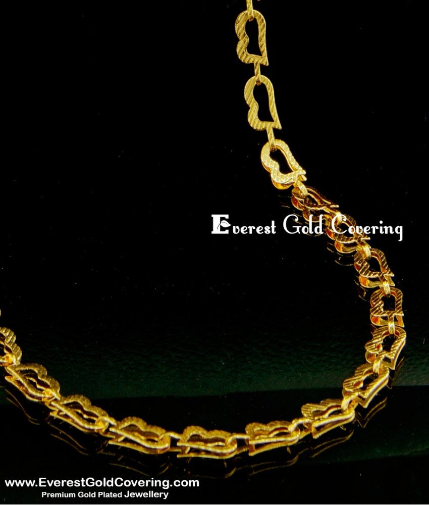 SHN058 - 18 Inches One Gram Gold Light Weight New Fashion Designer Short Chain Design for Girls
