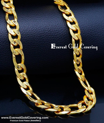SHN114 - Gold Design Short 2 Gram Gold Plated Chain for Men
