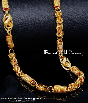 SHN150 - Gold Plated Daily Use Thick Short Gold Chain Design Gents