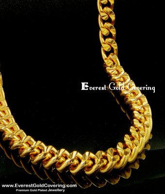 SHN060 - Heavy Gold Chain Design Cuban Link Chain for Men One Gram Gold Men Necklace Online
