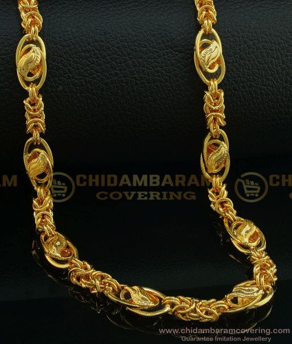 SHN063 - Gold Plated Chain with Guarantee Solid Thick Boys Chain 