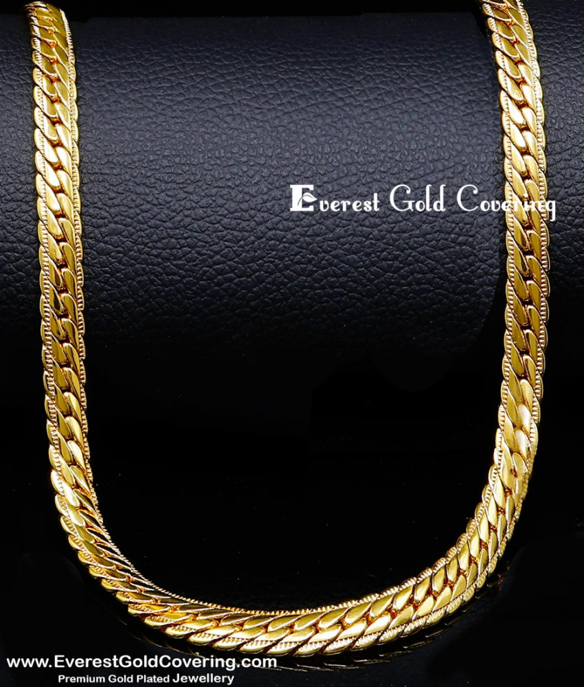 Trendy Daily Wear Yellow Gold Cuban Chain for Men Gold plated chain for men