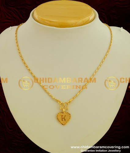 SCHN067 - Gold Plated Alphabet ‘K’ Letter Pendant with Chain for Boys and Girls