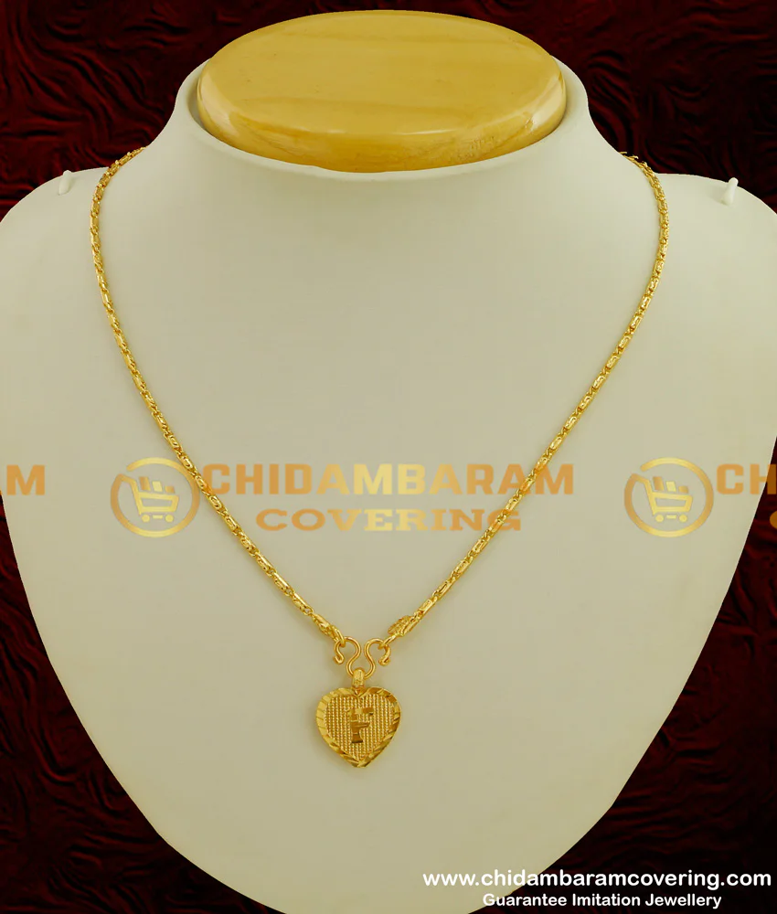 Buy Gold Plated Alphabet ‘F’ Letter Pendant with Chain for Boys and Girls