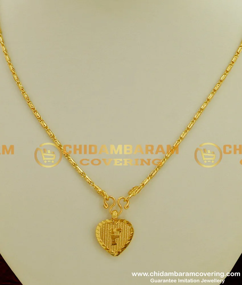 Buy Gold Plated Alphabet ‘F’ Letter Pendant with Chain for Boys and Girls