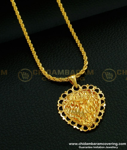 SCHN268 - Real Gold Design Plain Pendant with Chain Gold Covering Dollar Chain Online 