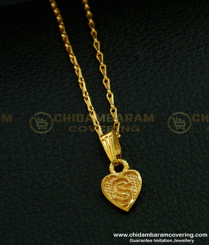 SCHN289 - One Gram Gold ‘S’ Letter Dollar with Thin Chain For Boys And Girls