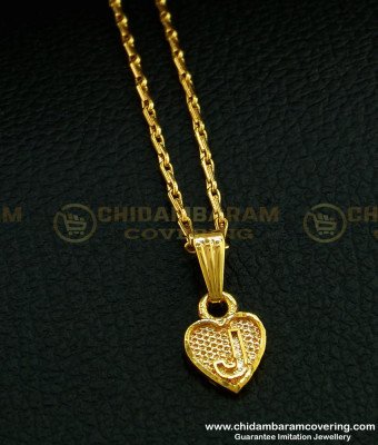 SCHN295 - One Gram Gold Short Chain With ‘J’ Letter Locket Dollar Chain Online