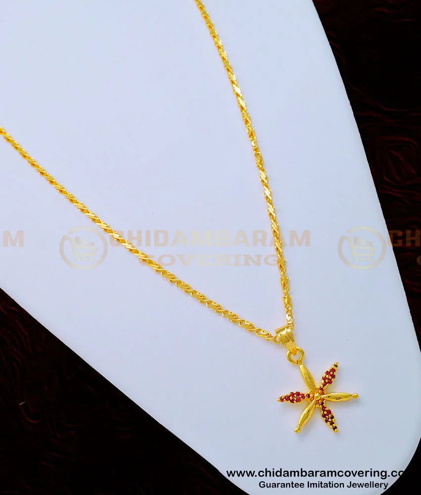 Buy Unique Ruby Stone Floral Design Pendant Gold Plated Dollar ...