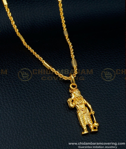 SCHN374 - One Gram Gold Plated Madurai Veeran Pendant with Short Chain Online
