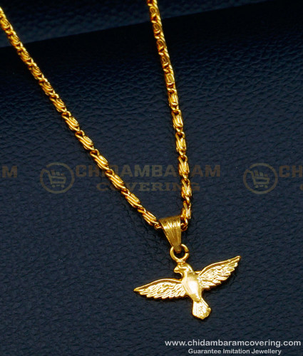 SCHN425 - One Gram Gold Cute Small Size Flying Bird Pendant Short Chain
