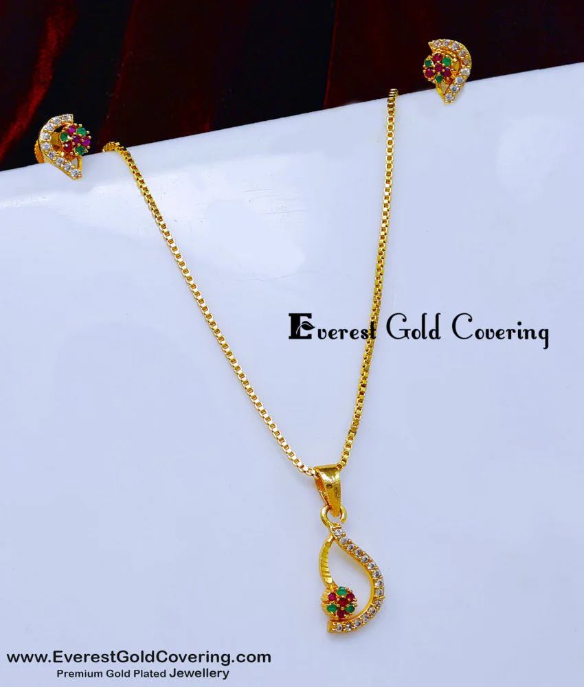 Use Pendant Set Buy American Diamond Daily Use Pendant Set Gold Design