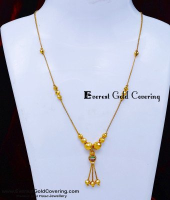 SCHN574 - 1 Gram Gold Plated Stylish Ball Chain Necklace Design