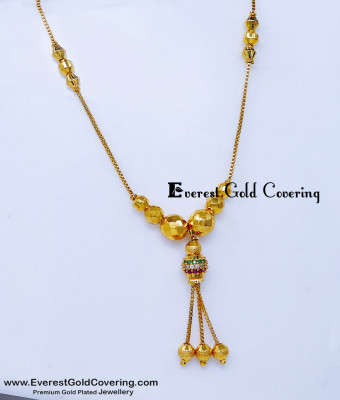 SCHN574 - 1 Gram Gold Plated Stylish Ball Chain Necklace Design