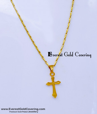 SCHN577 - Gold Covered Lightweight Chain with Cross Pendant