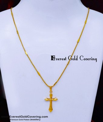SCHN578 - 24k Gold Plated Cross Pendant with Short Chain Online