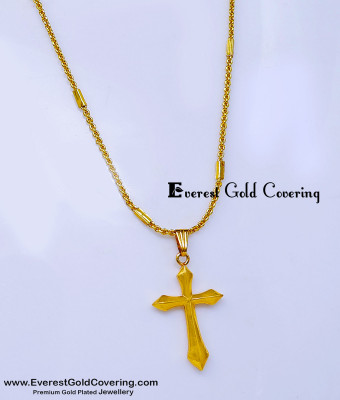 SCHN578 - 24k Gold Plated Cross Pendant with Short Chain Online