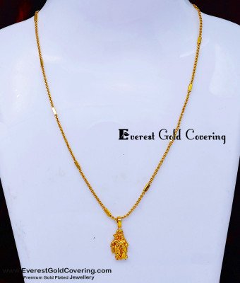 SCHN582 - Gold Plated Short Chain with Radha Krishna Pendant Design