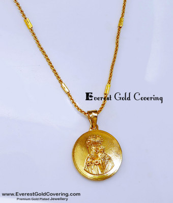 SCHN583 - Gold Plated Christian Velankanni Matha Pendant Chain