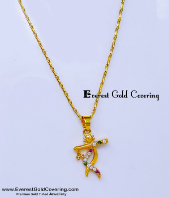 SCHN584 - Gold Model Lightweight Stone Pendant with Short Chain