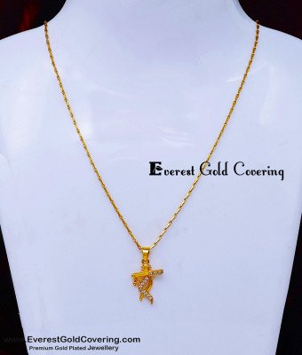 SCHN585 - Elegant White Stone Pendant with Invisible Chain