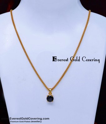 SCHN588 - Unique Single Black Stone Pendant Chain for Daily Use