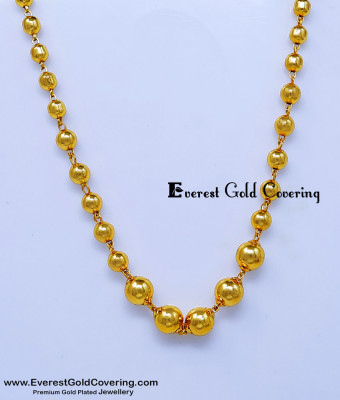 SCHN597 - Gold Model Simple Gold Ball Chain Necklace Online