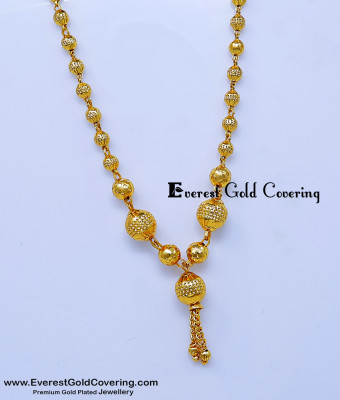 SCHN599 - 1 Gram Gold Plated Balls Chain with Pendant Necklace