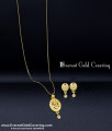 Simple Leaf Design Stone Pendant with Earrings Set pendant set with earrings