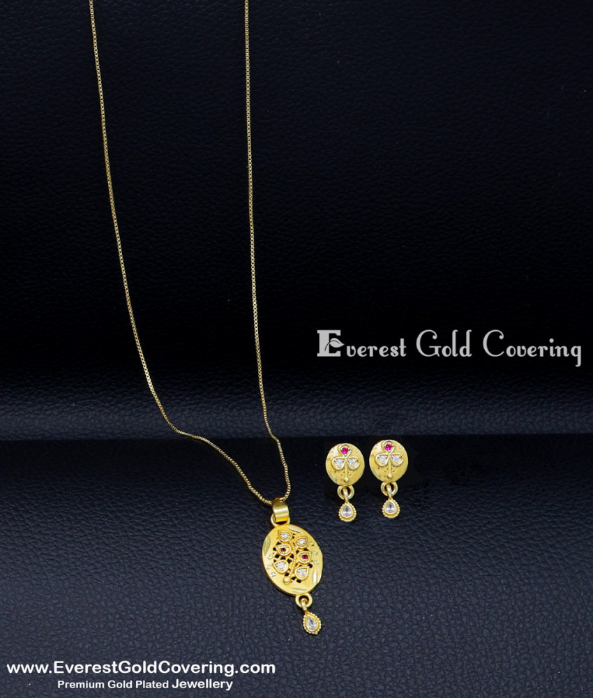 Simple Leaf Design Stone Pendant with Earrings Set pendant set with earrings