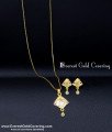 White and Ruby Stone Small Pendant with Earrings Set daily wear simple gold pendant set
