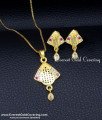 White and Ruby Stone Small Pendant with Earrings Set daily wear simple gold pendant set