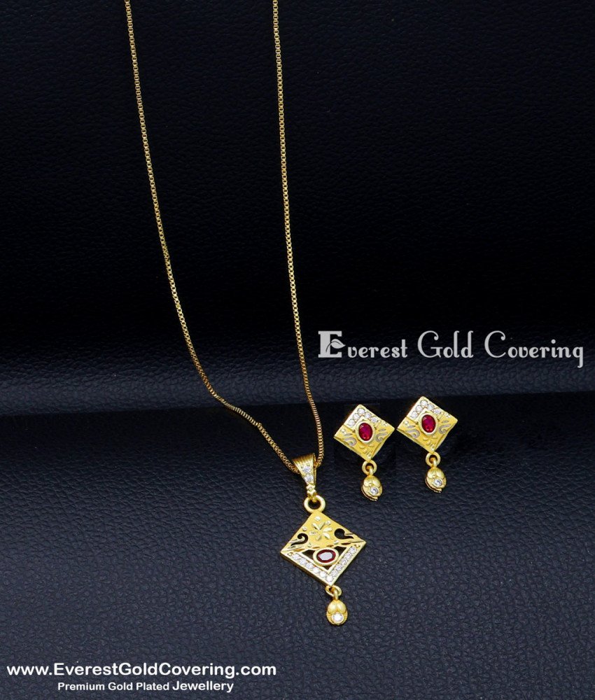 Simple Daily Wear New Design Gold Small Pendant Sets one gram gold pendant sets