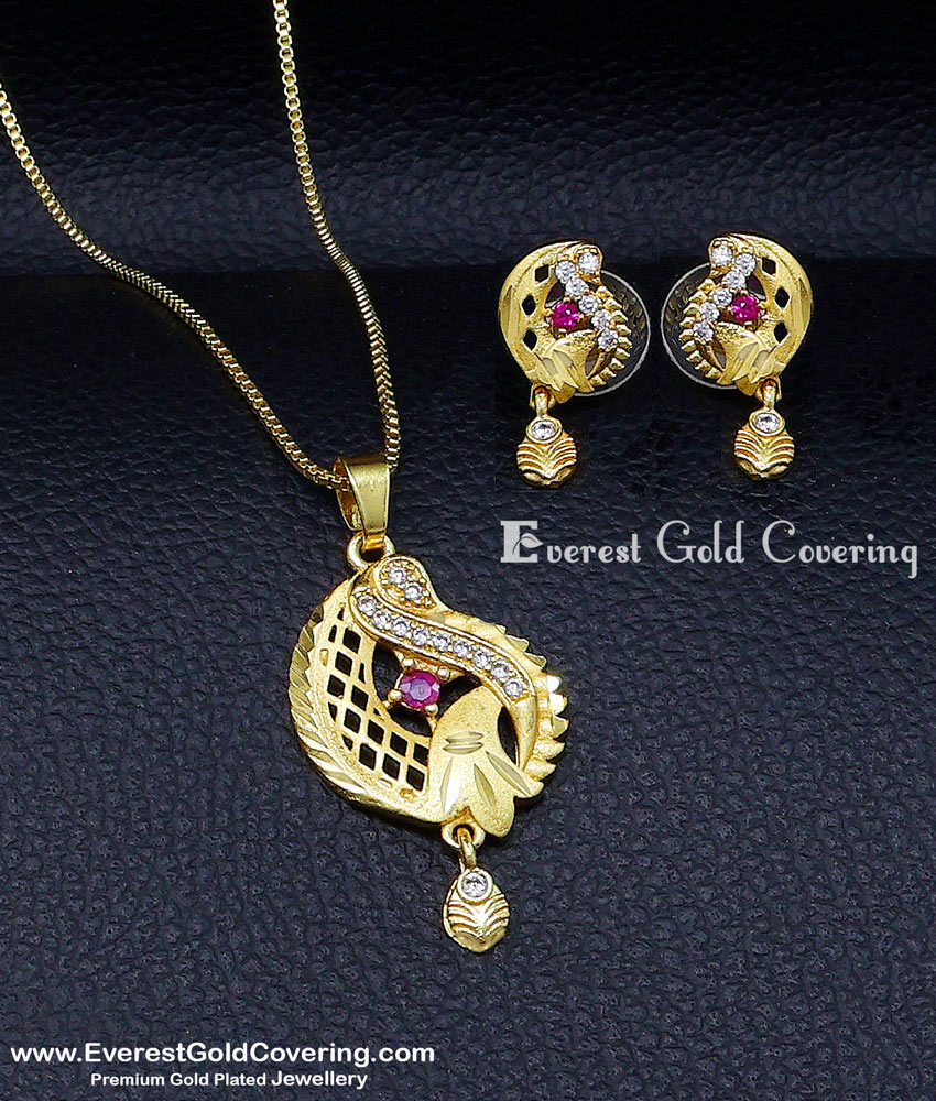 New Model Mango Model Pendant Chain with Earrings Set Dollar chain set for ladies