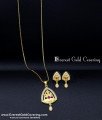 Gold Plated Simple Thin Short Chain with Pendant Set light weight 1 gram gold pendant designs