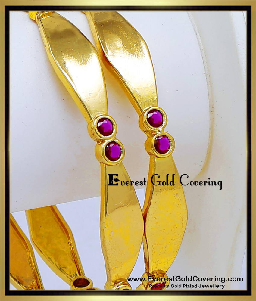 Latest Light Weight Ruby Stone Impon Bangles Gold Design light weight gold stone bangles design