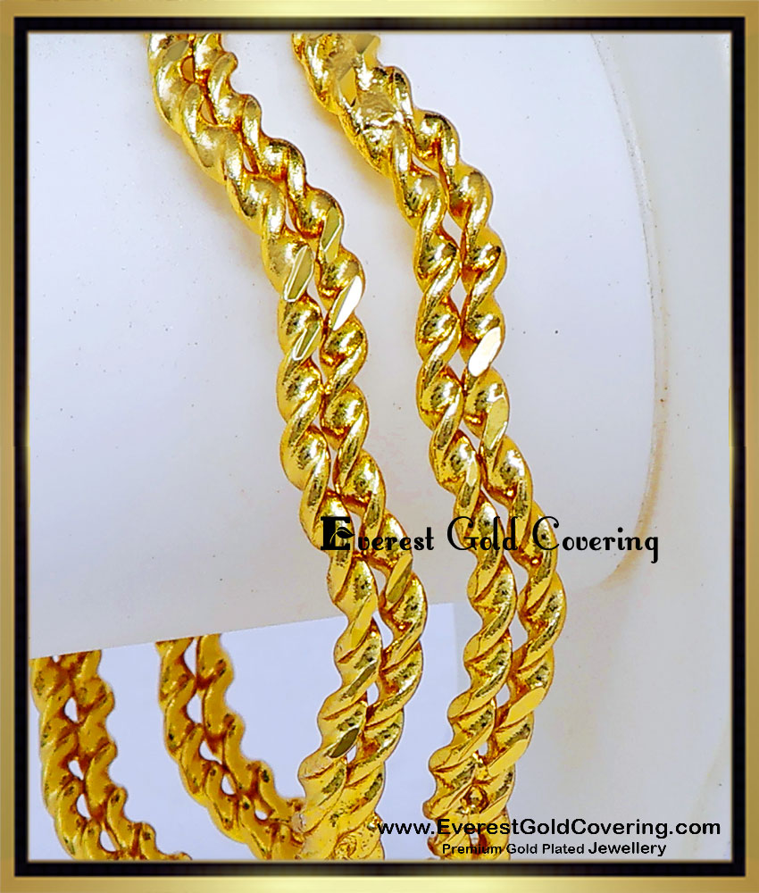 New Model Twisted Zig Zag Daily Wear Pure Impon Bangles Real Gold Look Twisted Zig Zag Impon Bangles for Women