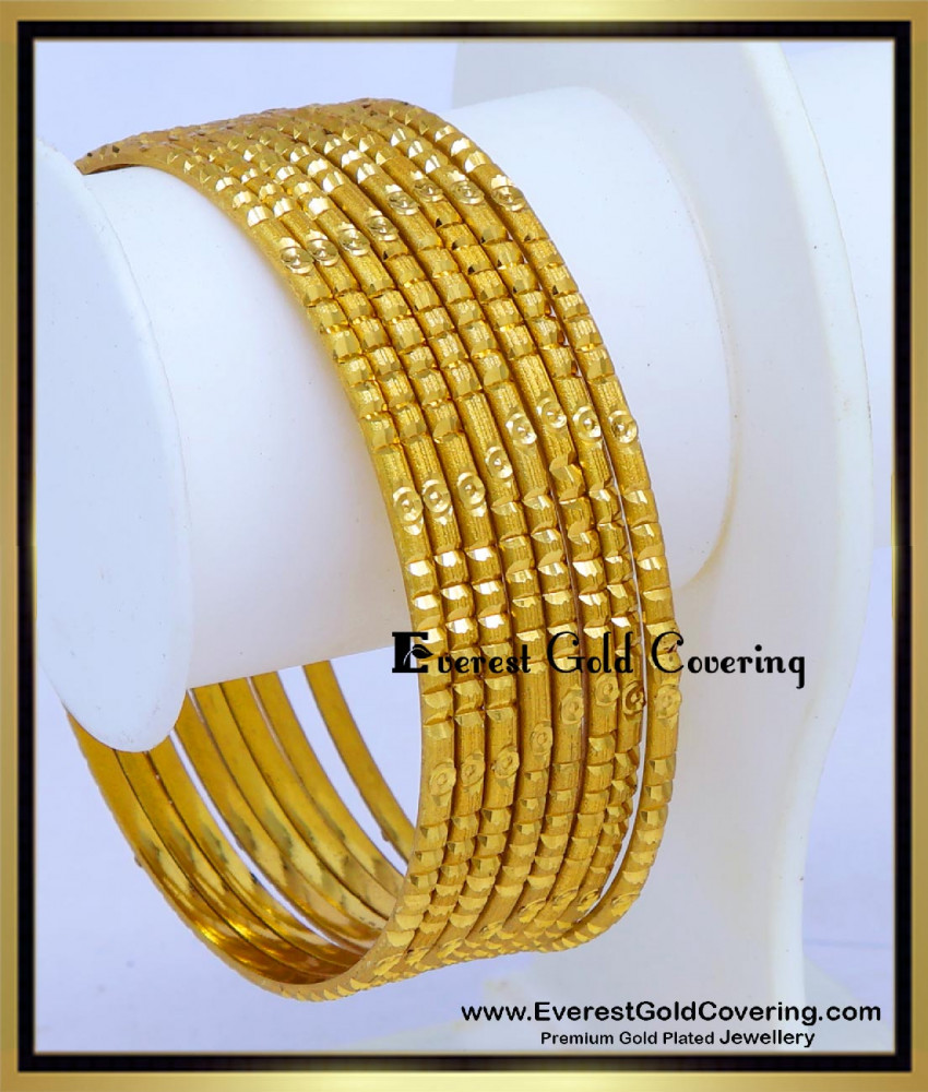 Gold Design Light Weight Thin 8 Bangles Set for Women gold plated bangles for daily use
