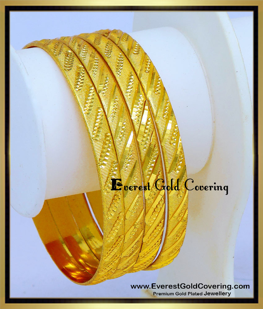 Traditional Gold Plated Daily Use 4 Bangles Set Online gold plated traditional 4 bangles set