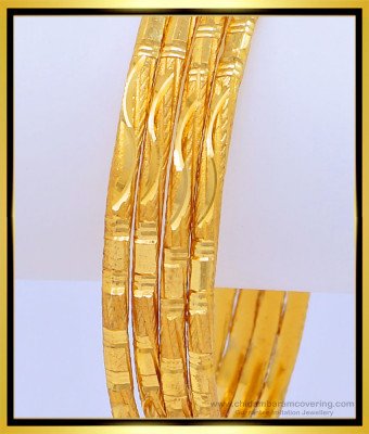 BNG453 - 2.8 Size Attractive Matt Finish Gold Look Daily Wear Plain Bangles Set Buy Online