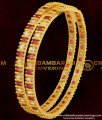 BNG061 - 2.6 Size Semi Precious Red And White Designer Stone Bangles For Women