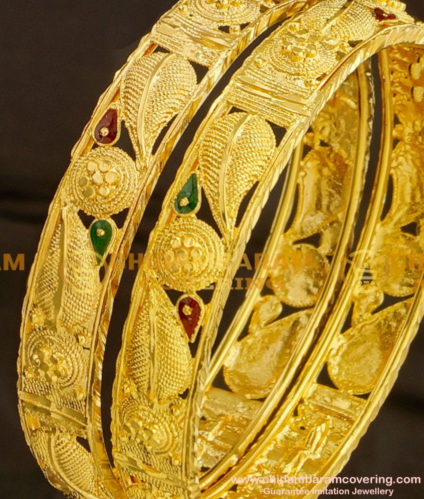 BNG081 - 2.6 Size Beautiful Leaf Design Broad Guarantee Bangles Online Shopping