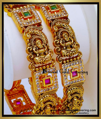BNG1008 -2.8 Premium Antique Temple Jewelry Ad Stone Bangles Set