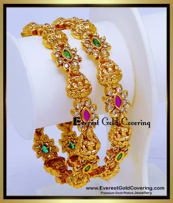 BNG1013 -2.10 South Indian Matte Finish Cz Stone Lakshmi Bangles