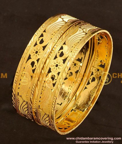 BNG121 - 2.6 Size Beautiful Peacock Design Bangles Flat Bangles Design Online