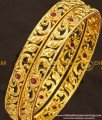 BNG123 - 2.4 Size New Modal Ruby Stone Gold Texture 1 Gram Gold Plated Bangle Buy Online