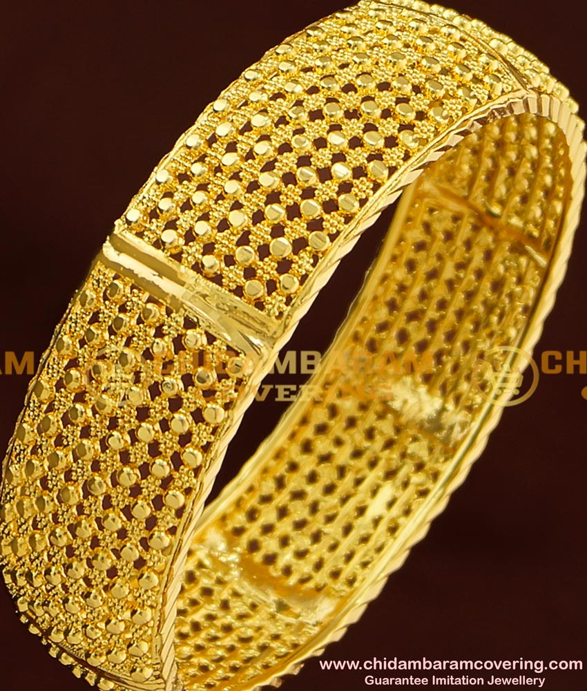 BNG175 - 2.8 Size Gold Look Designer Single Broad Bangle Design for Ladies 