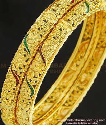 BNG253 - 2.6 Size Latest Bangle Design Enamel Finish Gold Plated Bangles Buy Online